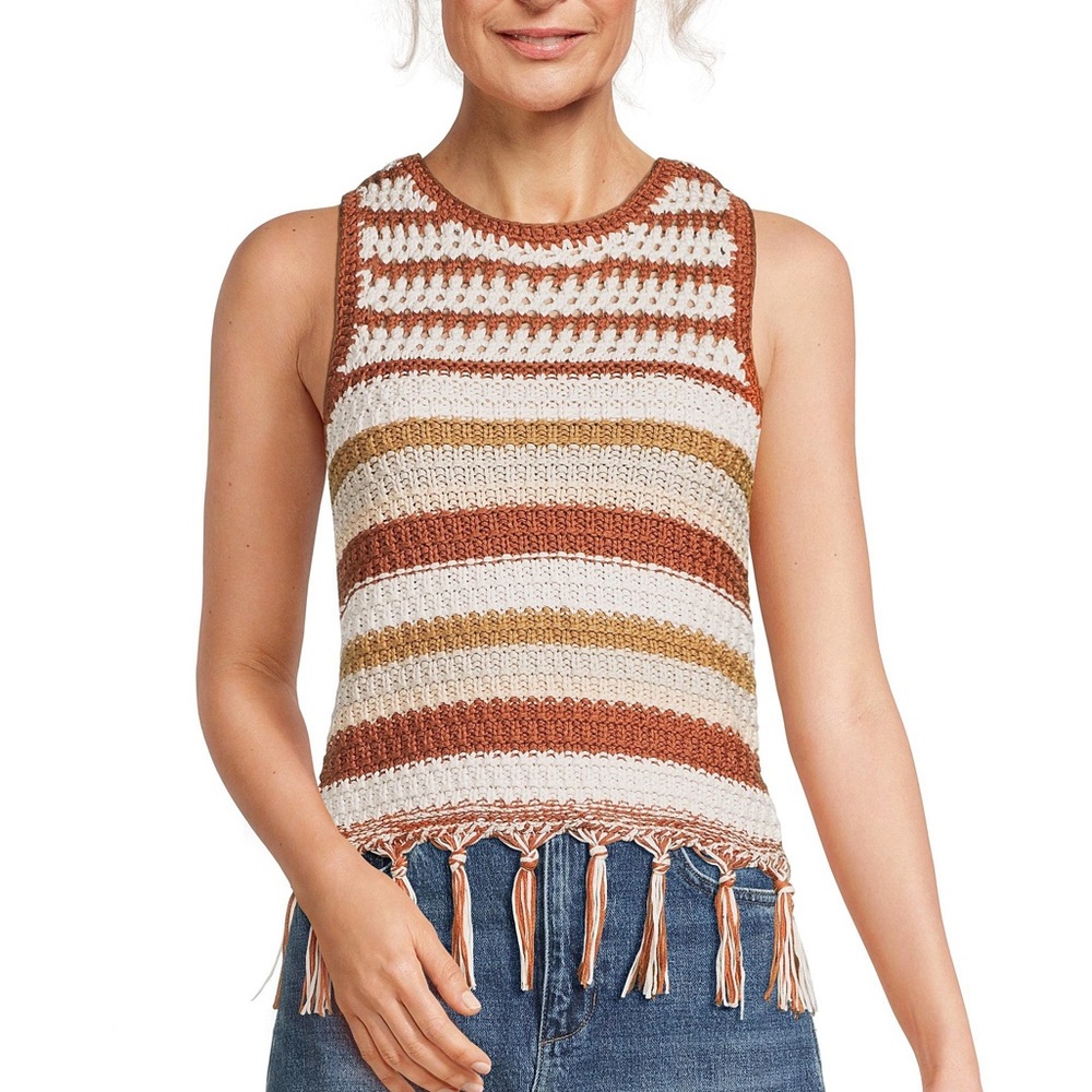 Sam Edelman Flynn Striped Crochet Tank Top